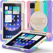 For Xiaomi Pad 6 / Pad 6 Pro Silicone Hybrid PC Tablet Case with Grip & Shoulder Strap(Colorful Pink)