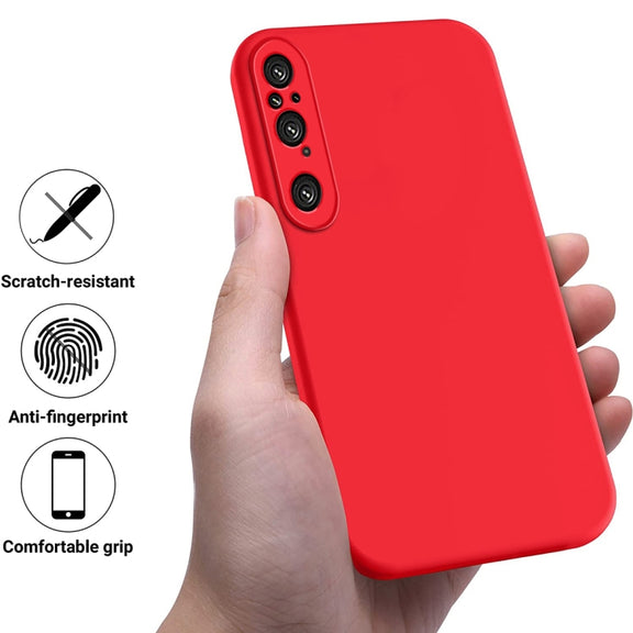 For Sony Xperia 1 V Pure Color Liquid Silicone Shockproof Phone Case(Red)