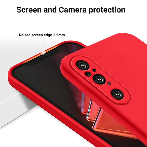 For Sony Xperia 1 V Pure Color Liquid Silicone Shockproof Phone Case(Red)