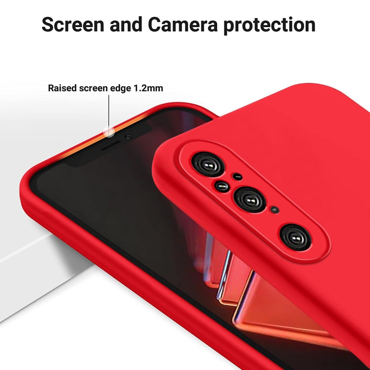 For Sony Xperia 1 V Pure Color Liquid Silicone Shockproof Phone Case(Red)