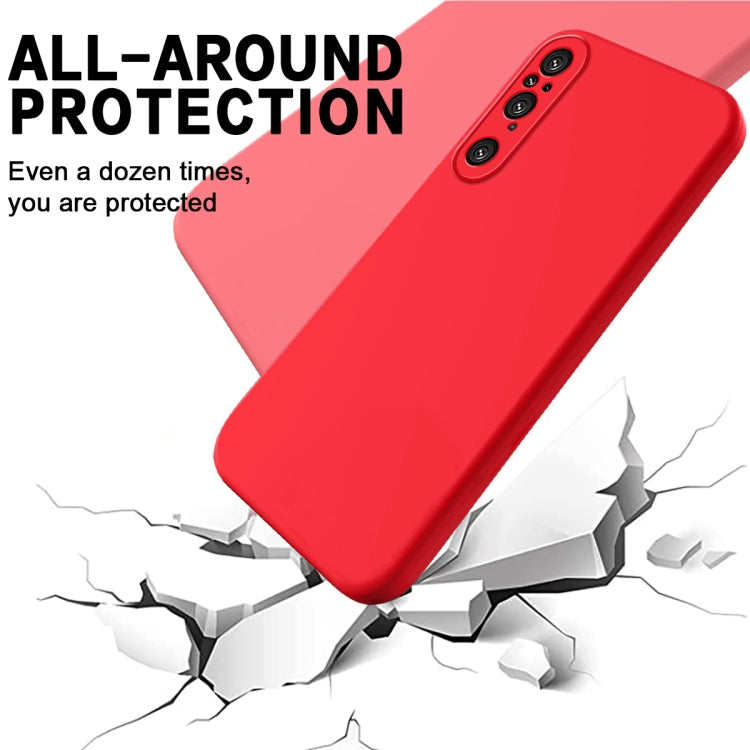 For Sony Xperia 1 V Pure Color Liquid Silicone Shockproof Phone Case(Red)