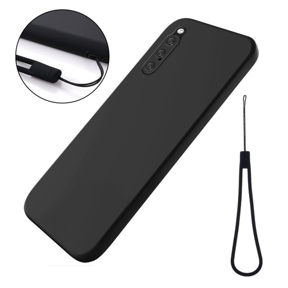 For Sony Xperia 10 V Pure Color Liquid Silicone Shockproof Phone Case(Black)