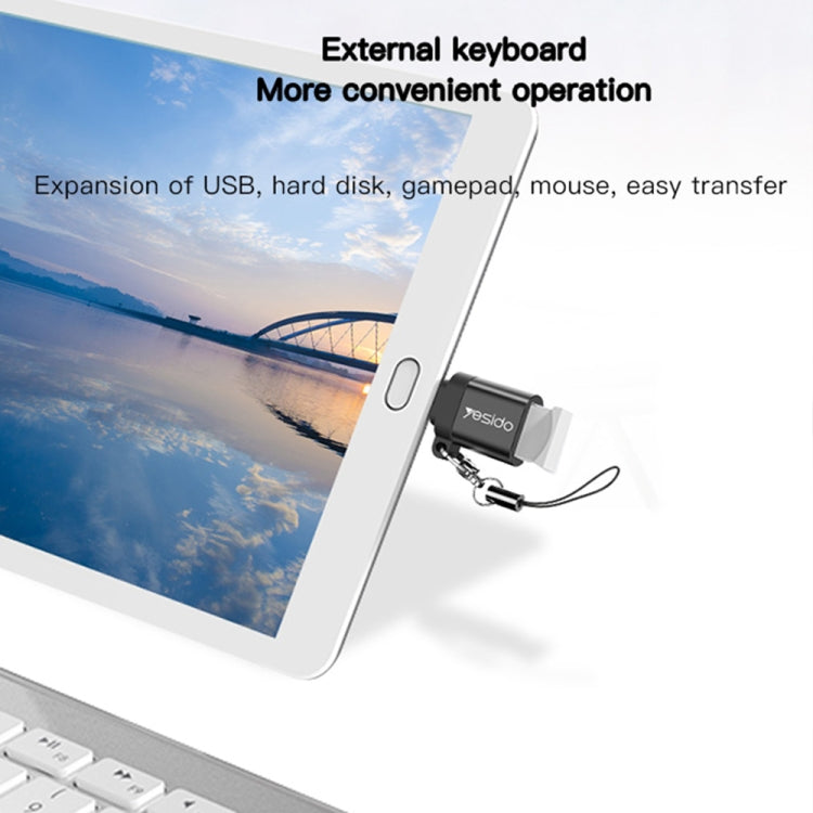 Yesido GS06 Type-C to USB 3.0 OTG Mini Connector Adapter with Keychain(Black) - Converter & Adapter by Yesido | Online Shopping South Africa | PMC TechLife | Buy Now Pay Later Mobicred