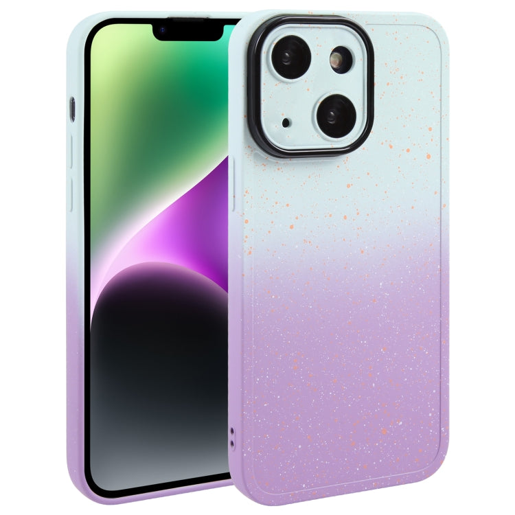 For iPhone 14 Gradient Starry Silicone Phone Case with Lens Film(White Purple) - free shipping - PMC TechLife - Order now!