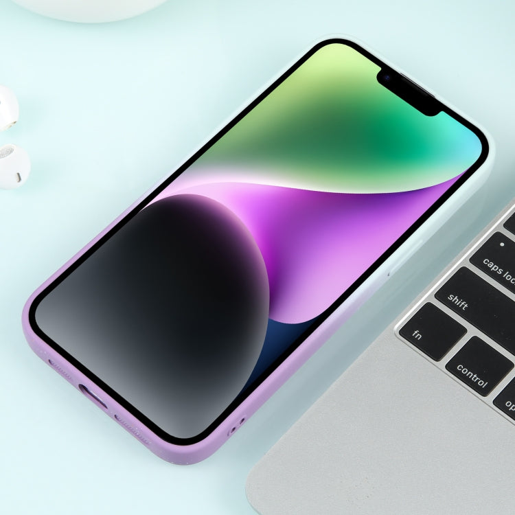 For iPhone 14 Plus Gradient Starry Silicone Phone Case with Lens Film(White Purple) - free shipping - PMC TechLife - Order now!