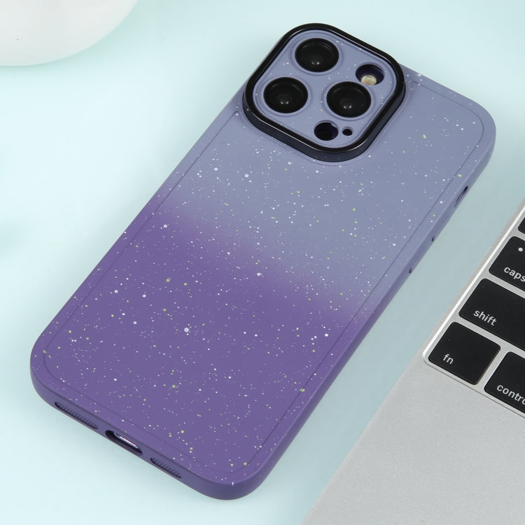 For iPhone 14 Pro Max Gradient Starry Silicone Phone Case with Lens Film(Grey Purple) - free shipping - PMC TechLife - Order now!