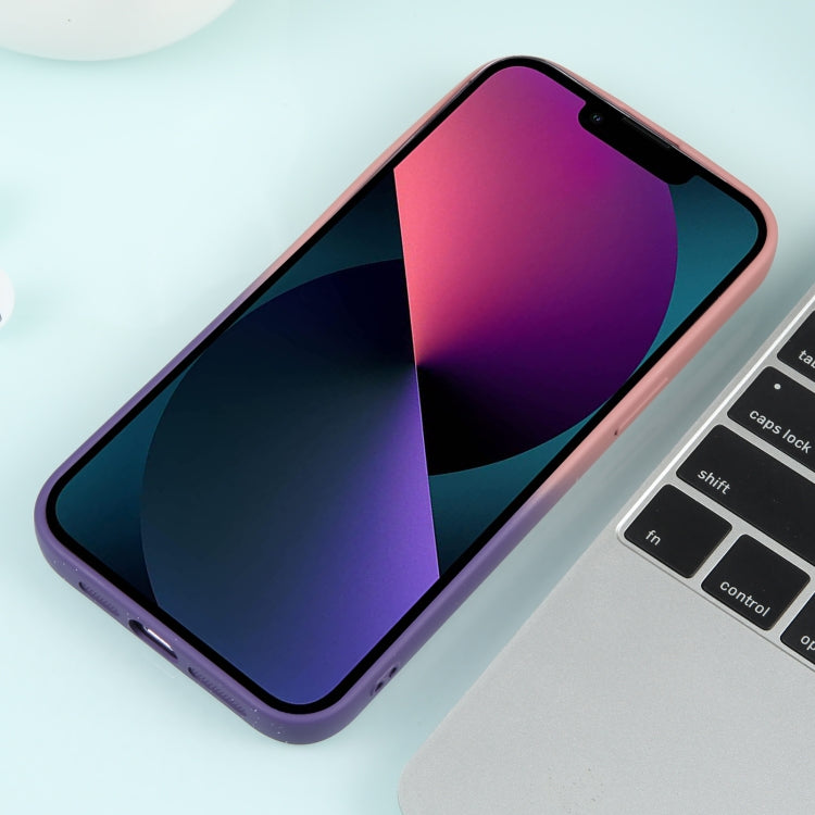 For iPhone 13 Gradient Starry Silicone Phone Case with Lens Film(Pink Purple) - free shipping - PMC TechLife - Order now!