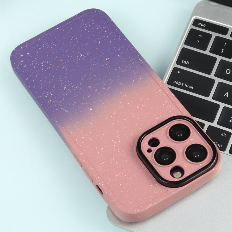 For iPhone 13 Gradient Starry Silicone Phone Case with Lens Film(Pink Purple)