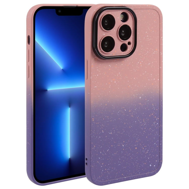 For iPhone 13 Pro Max Gradient Starry Silicone Phone Case with Lens Film(Pink Purple) - free shipping - PMC TechLife - Order now!