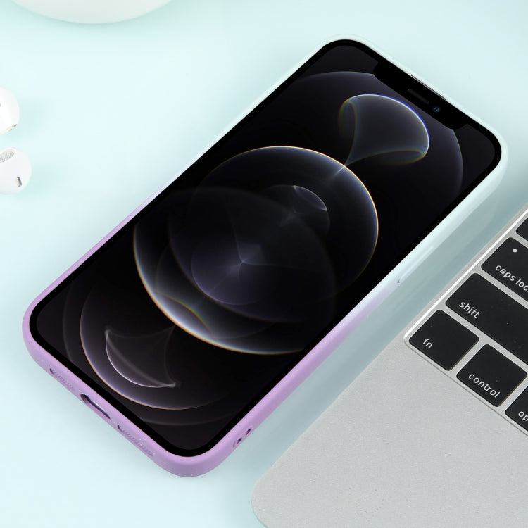 For iPhone 12 Pro Gradient Starry Silicone Phone Case with Lens Film(White Purple) - free shipping - PMC TechLife - Order now!
