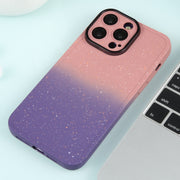 For iPhone 11 Gradient Starry Silicone Phone Case with Lens Film(Pink Purple)