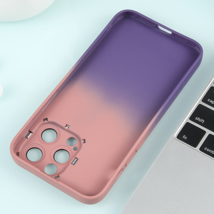 For iPhone 11 Gradient Starry Silicone Phone Case with Lens Film(Pink Purple)