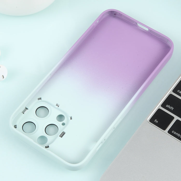 For iPhone 11 Pro Max Gradient Starry Silicone Phone Case with Lens Film(White Purple)