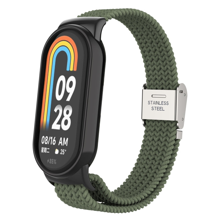 For Xiaomi Mi Band 8 Metal Head + Adjustable Nylon Braided Steel Buckle Watch Band(Dark Green) - Watch Bands by PMC TechLife | Online Shopping South Africa | PMC TechLife