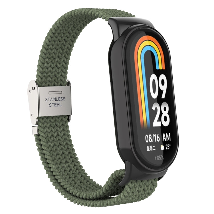 For Xiaomi Mi Band 8 Metal Head + Adjustable Nylon Braided Steel Buckle Watch Band(Dark Green) - Watch Bands by PMC TechLife | Online Shopping South Africa | PMC TechLife