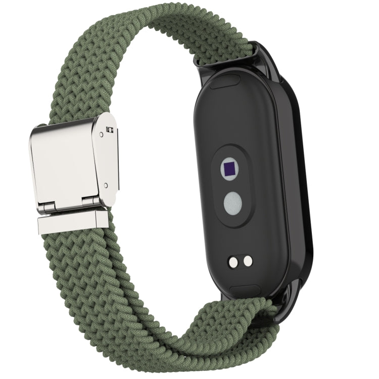 For Xiaomi Mi Band 8 Metal Head + Adjustable Nylon Braided Steel Buckle Watch Band(Dark Green) - Watch Bands by PMC TechLife | Online Shopping South Africa | PMC TechLife
