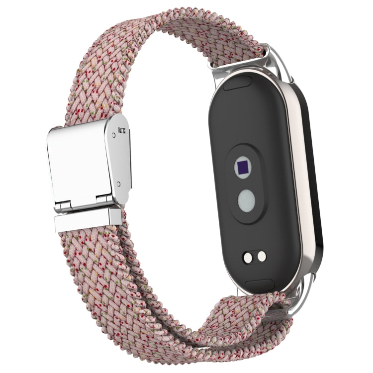 For Xiaomi Mi Band 8 Metal Head + Adjustable Nylon Braided Steel Buckle Watch Band(Starlight Pink) - Watch Bands by PMC TechLife | Online Shopping South Africa | PMC TechLife