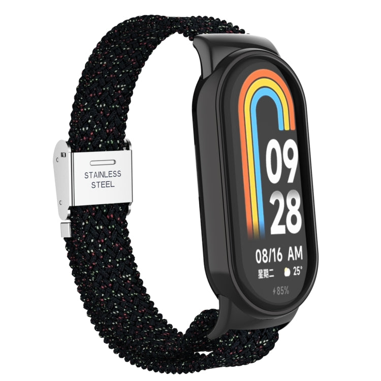 For Xiaomi Mi Band 8 Metal Head + Adjustable Nylon Braided Steel Buckle Watch Band(Starlight Black) - Watch Bands by PMC TechLife | Online Shopping South Africa | PMC TechLife