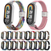 For Xiaomi Mi Band 8 Metal Head + Adjustable Nylon Braided Steel Buckle Watch Band(Cold Blue)