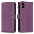 For iPhone XS / X 9 Card Slots Zipper Wallet Leather Flip Phone Case(Dark Purple) - free shipping - PMC TechLife - Order now!