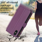 For iPhone XS / X 9 Card Slots Zipper Wallet Leather Flip Phone Case(Dark Purple)