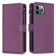 For iPhone 11 Pro 9 Card Slots Zipper Wallet Leather Flip Phone Case(Dark Purple) - free shipping - PMC TechLife - Order now!