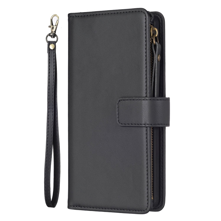 For iPhone 12 Pro Max 9 Card Slots Zipper Wallet Leather Flip Phone Case(Black) - free shipping - PMC TechLife - Order now!