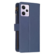 For Xiaomi Redmi Note 12 Pro 9 Card Slots Zipper Wallet Leather Flip Phone Case(Blue)