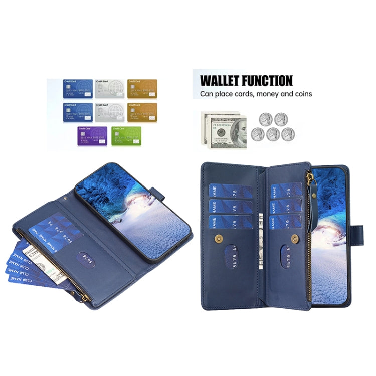 For Xiaomi 13 Pro 9 Card Slots Zipper Wallet Leather Flip Phone Case(Blue) - free shipping - PMC TechLife - Order now!