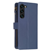 For Samsung Galaxy S23+ 5G 9 Card Slots Zipper Wallet Leather Flip Phone Case(Blue)