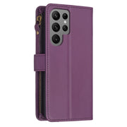 For Samsung Galaxy S23 Ultra 5G 9 Card Slots Zipper Wallet Leather Flip Phone Case(Dark Purple)