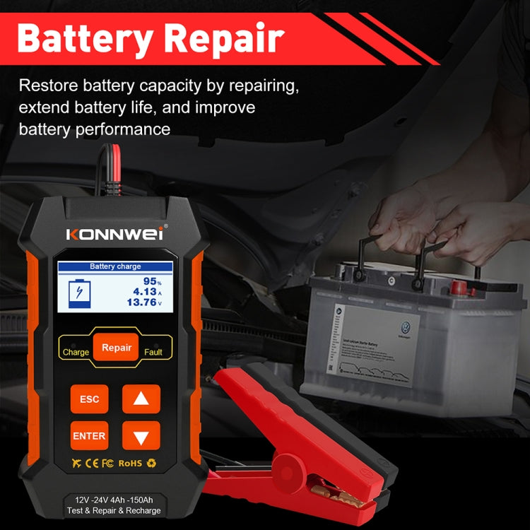 KONNWEI KW520 12V / 24V 3 in 1 Car Battery Tester with Detection & Repair & Charging Function(US Plug) - free shipping - PMC TechLife - Order now!
