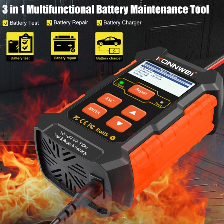 KONNWEI KW520 12V / 24V 3 in 1 Car Battery Tester with Detection & Repair & Charging Function(UK Plug) - free shipping - PMC TechLife - Order now!