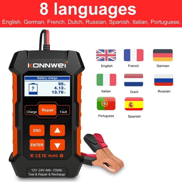 KONNWEI KW520 12V / 24V 3 in 1 Car Battery Tester with Detection & Repair & Charging Function(UK Plug) - free shipping - PMC TechLife - Order now!