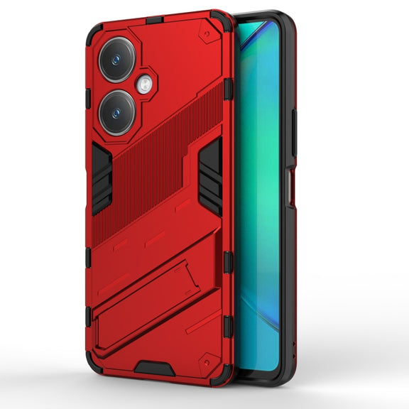 For vivo Y27 4G Global Punk Armor 2 in 1 PC + TPU Phone Case with Holder(Red)