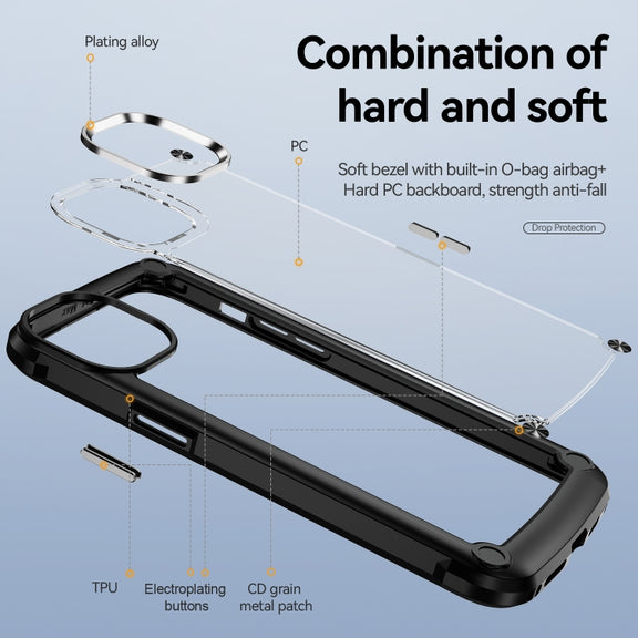 For iPhone 15 TPU + PC Lens Protection Phone Case(Black)