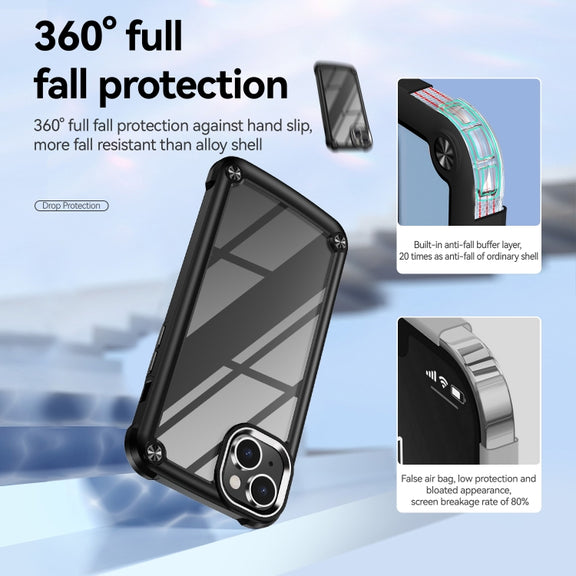 For iPhone 15 TPU + PC Lens Protection Phone Case(Black)
