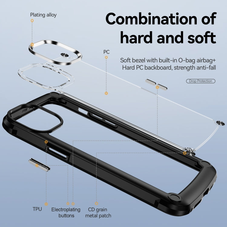 For iPhone 15 Plus TPU + PC Lens Protection Phone Case(Black)