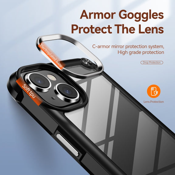 For iPhone 15 Plus TPU + PC Lens Protection Phone Case(Black)