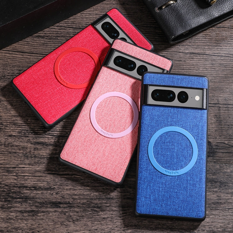 For Google Pixel 8 Magsafe Magnetic Ring Cloth Texture Phone Case(Pink)