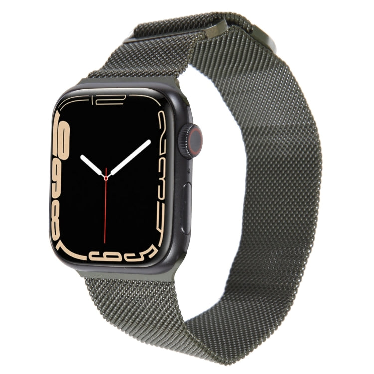 For Apple Watch 8 45mm Milanese Metal Magnetic Watch Band(Army Green) - Watch Bands by PMC TechLife | Online Shopping South Africa | PMC TechLife