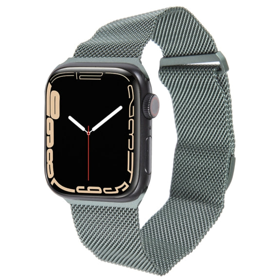 For Apple Watch 7 41mm Milanese Metal Magnetic Watch Band(Pine Green)