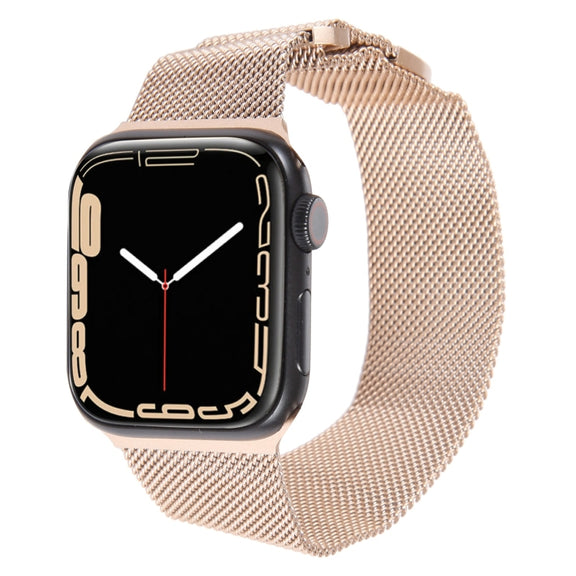 For Apple Watch 7 45mm Milanese Metal Magnetic Watch Band(Retro Gold)