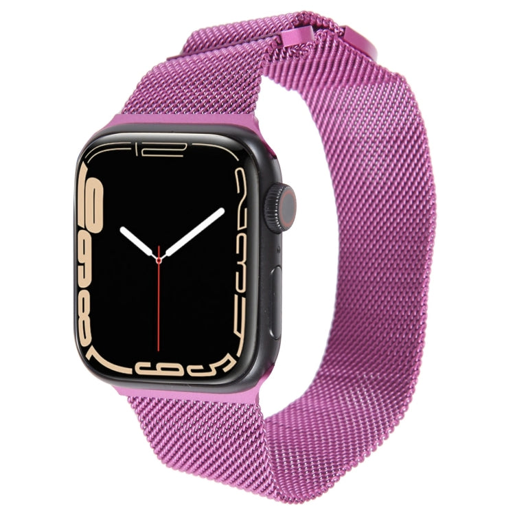 For Apple Watch SE 44mm Milanese Metal Magnetic Watch Band(Purple)