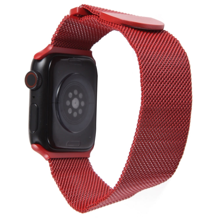 For Apple Watch 2 42mm Milanese Metal Magnetic Watch Band(Red)
