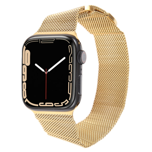 For Apple Watch 2 42mm Milanese Metal Magnetic Watch Band(Gold)