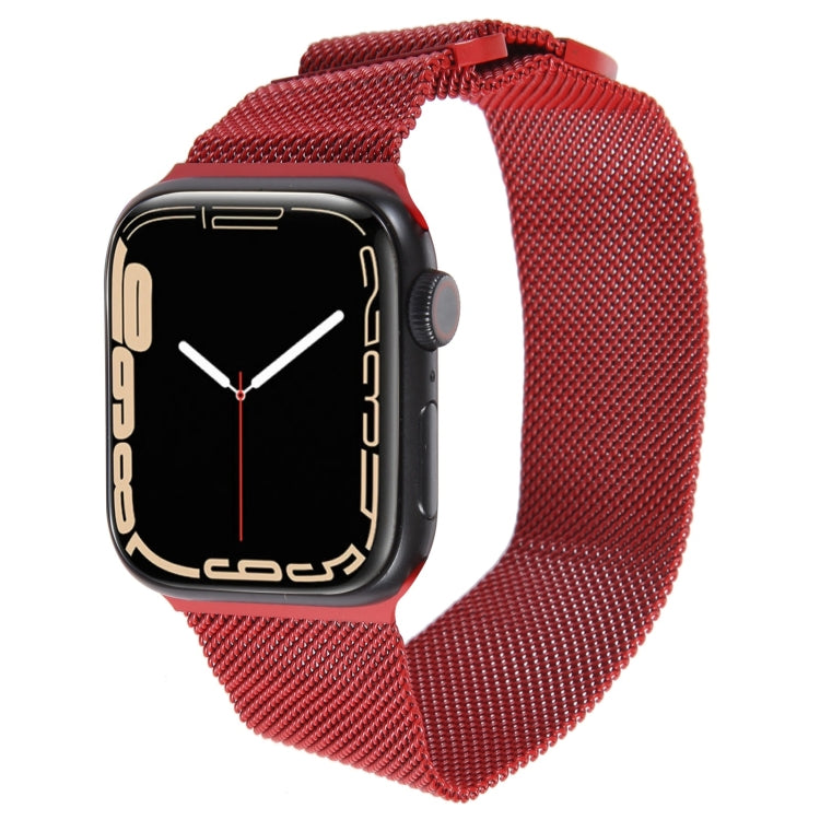 For Apple Watch 42mm Milanese Metal Magnetic Watch Band(Red)