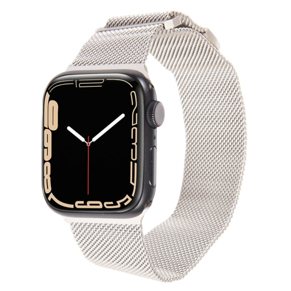 For Apple Watch 42mm Milanese Metal Magnetic Watch Band(Starlight)