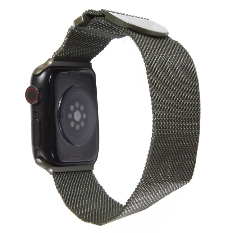 For Apple Watch 42mm Milanese Metal Magnetic Watch Band(Army Green)