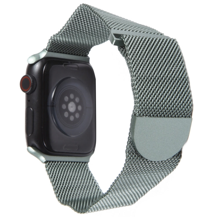 For Apple Watch 42mm Milanese Metal Magnetic Watch Band(Pine Green)